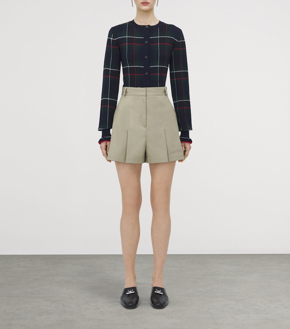 McQueen Brown Cotton Pleated Shorts