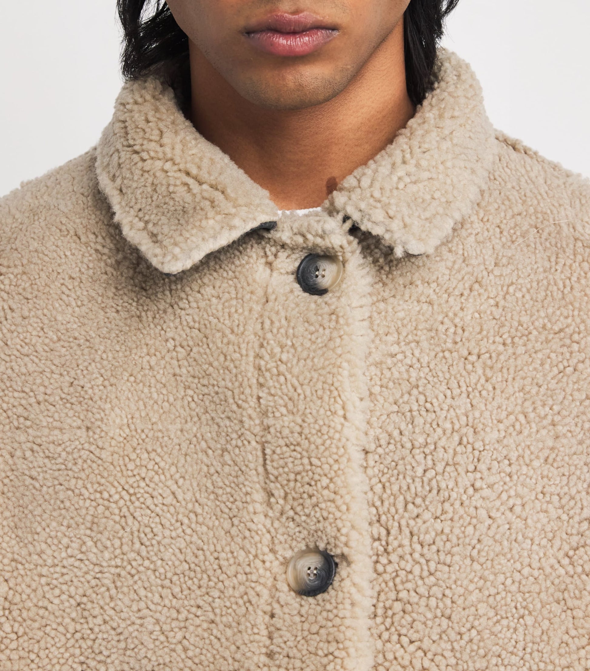 MM6 Maison Margiela Beige Leather Shearling Reversible Jacket
