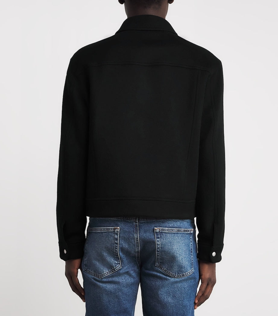 FRAME Black Wool-Blend Trucker Jacket