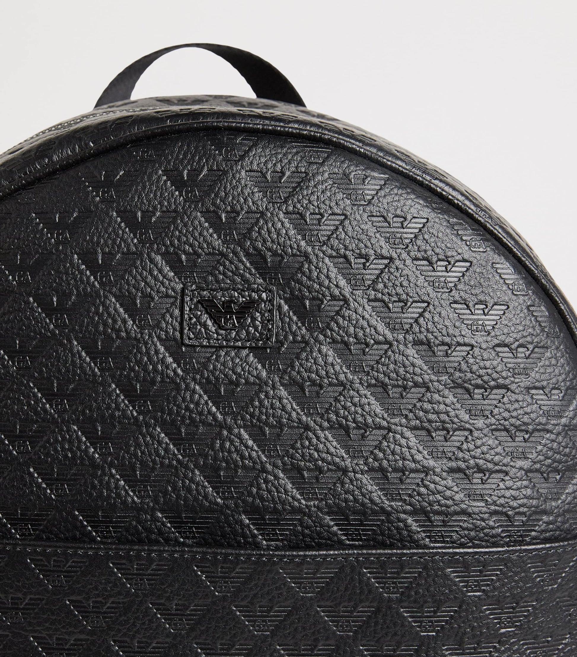 Leather Embossed-Logo Backpack