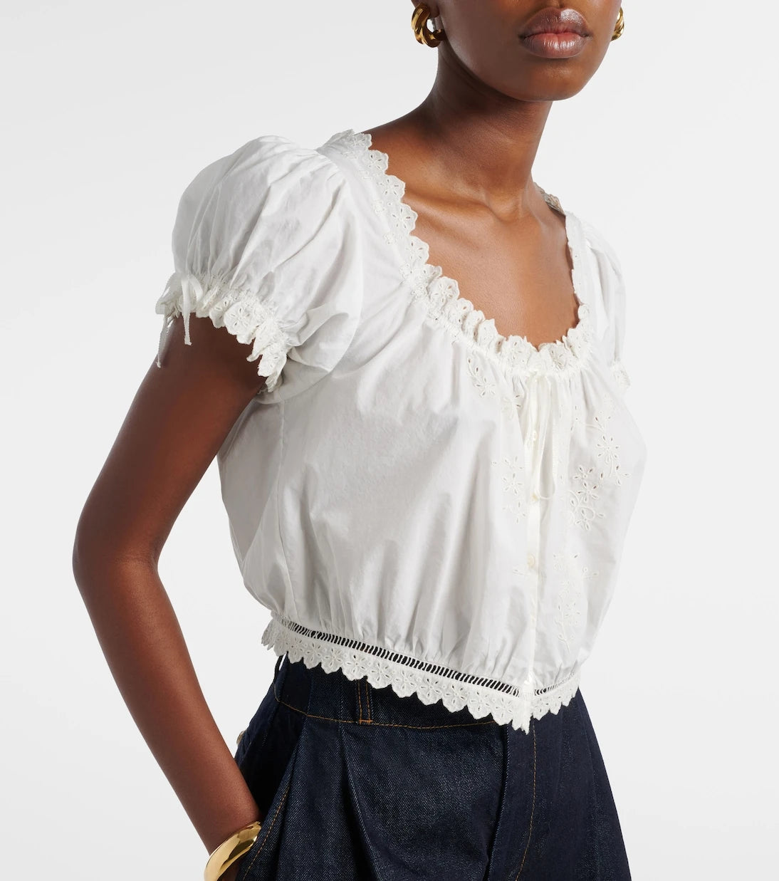 Dôen - Nera embroidered cotton top