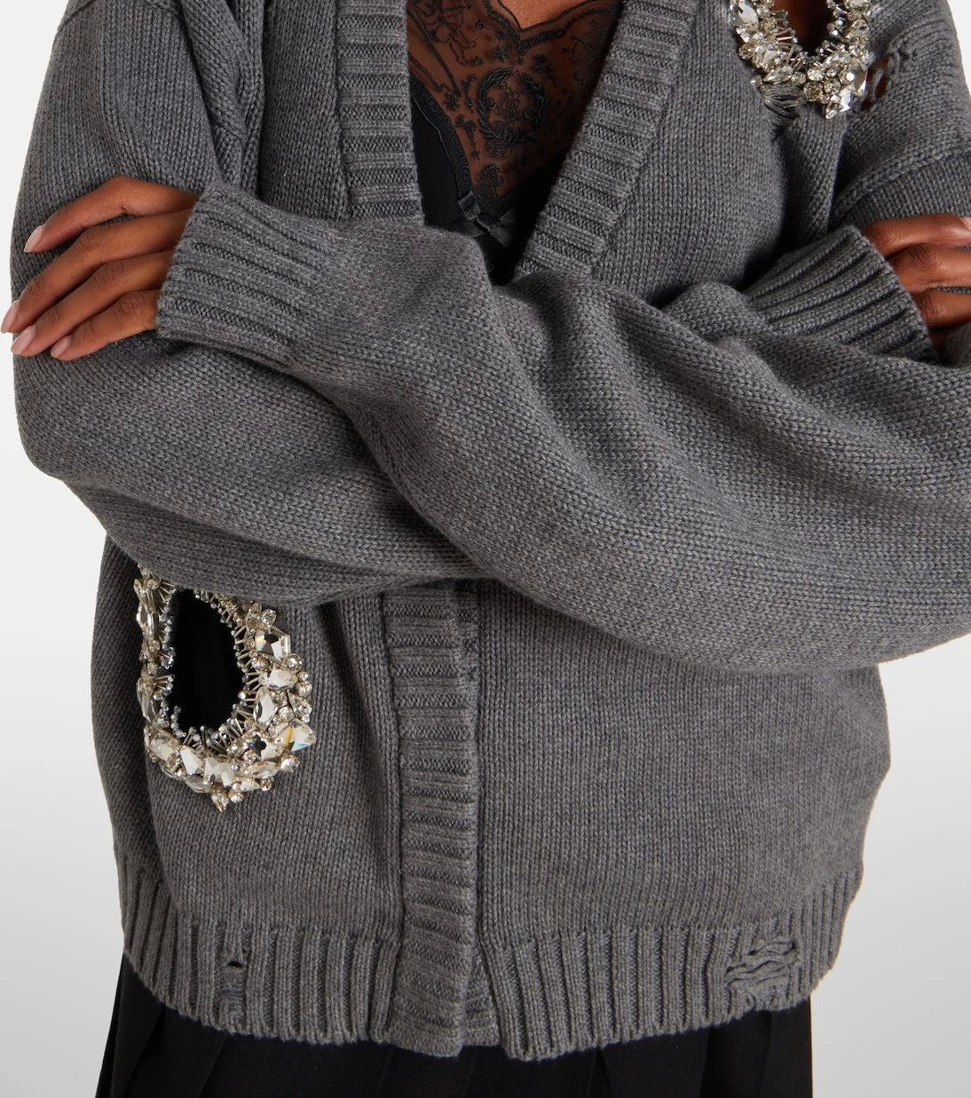 Area - Distressed cotton and cashmere cardigan