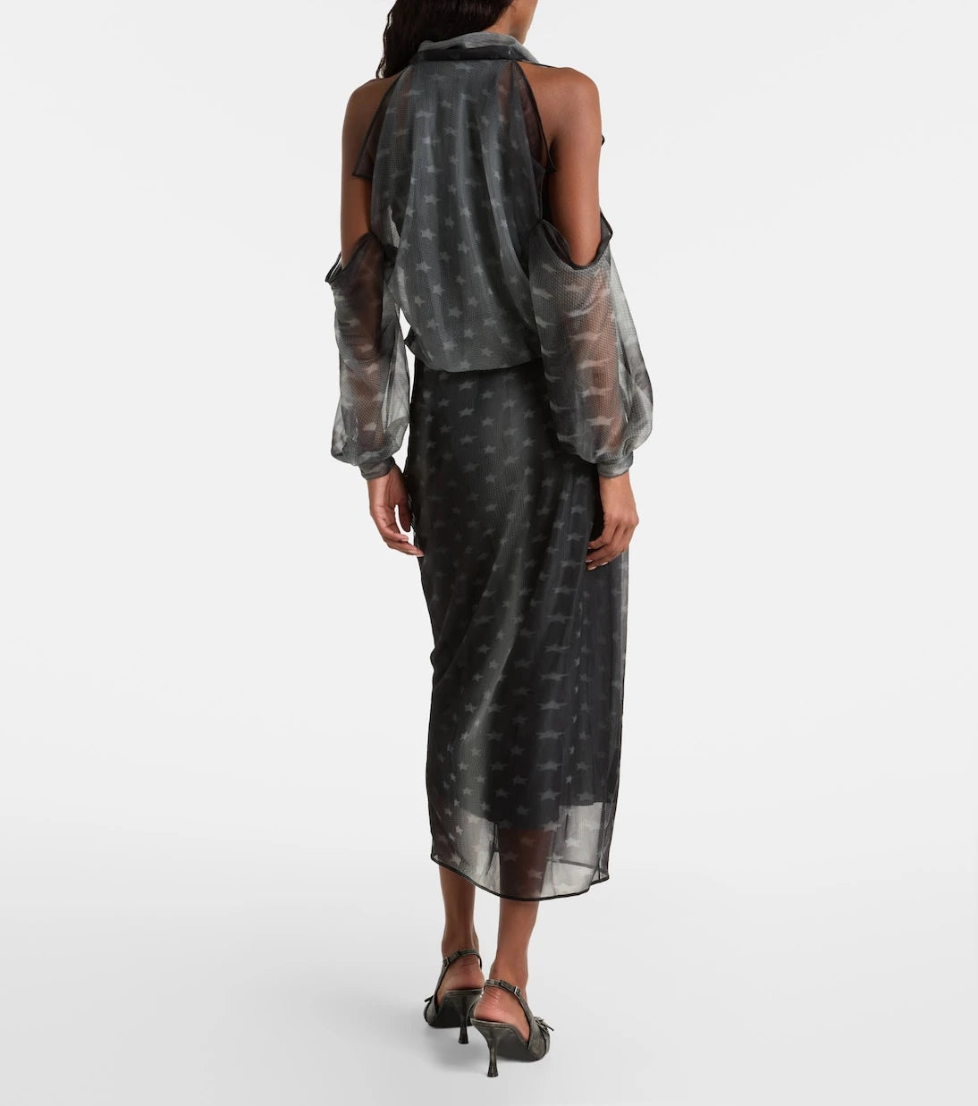 Acne Studios - Draped printed sheer jersey midi dress