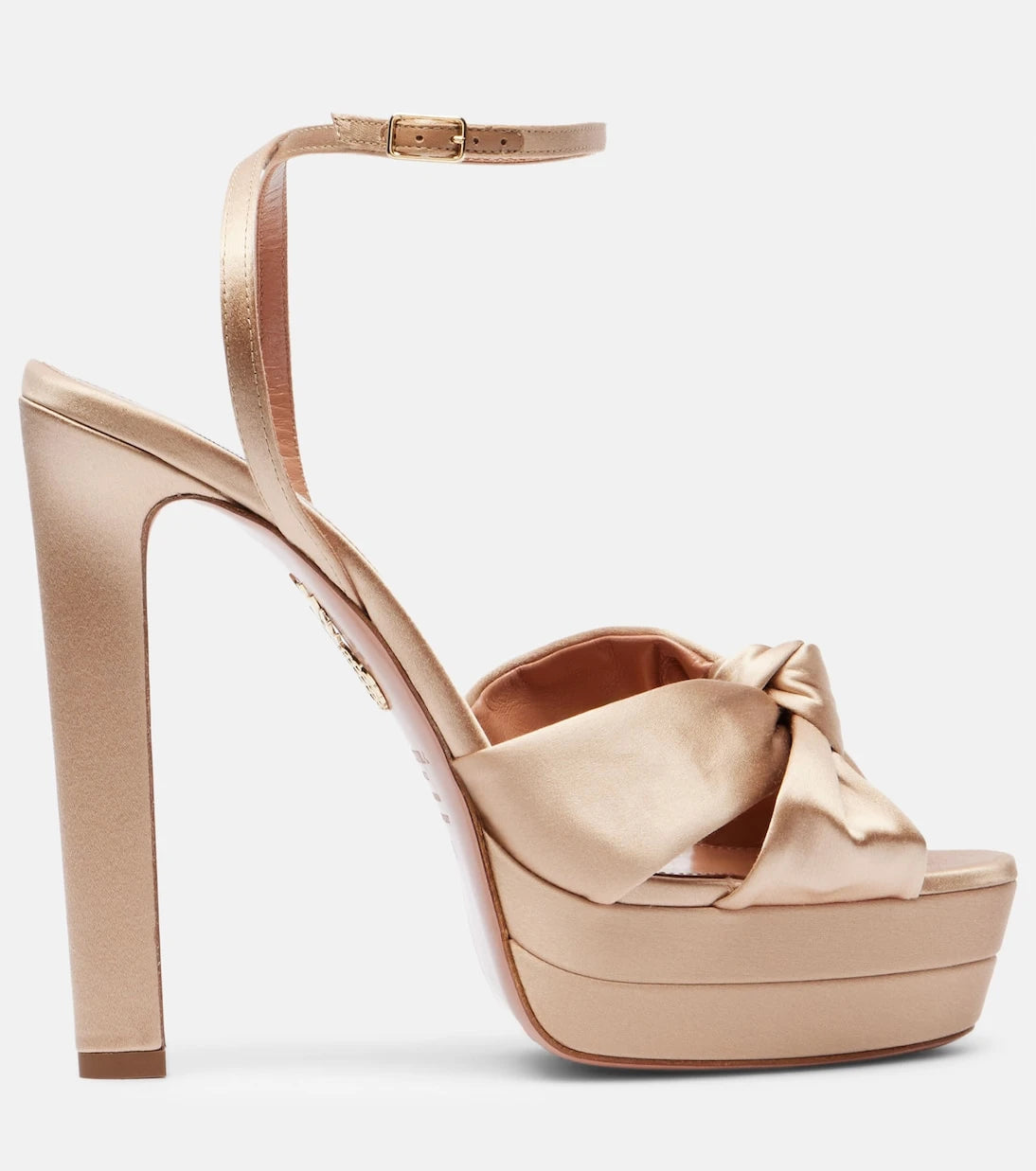 Aquazzura - صندل Cupid 130 بكعب عريض من الساتان