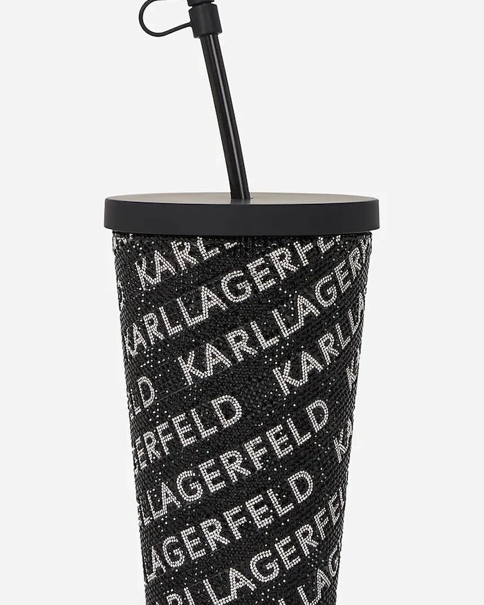 Karl Lagerfeld taşlı pipetli bardak