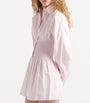 Pink Poplin Smocked-Waist Shirt Dress