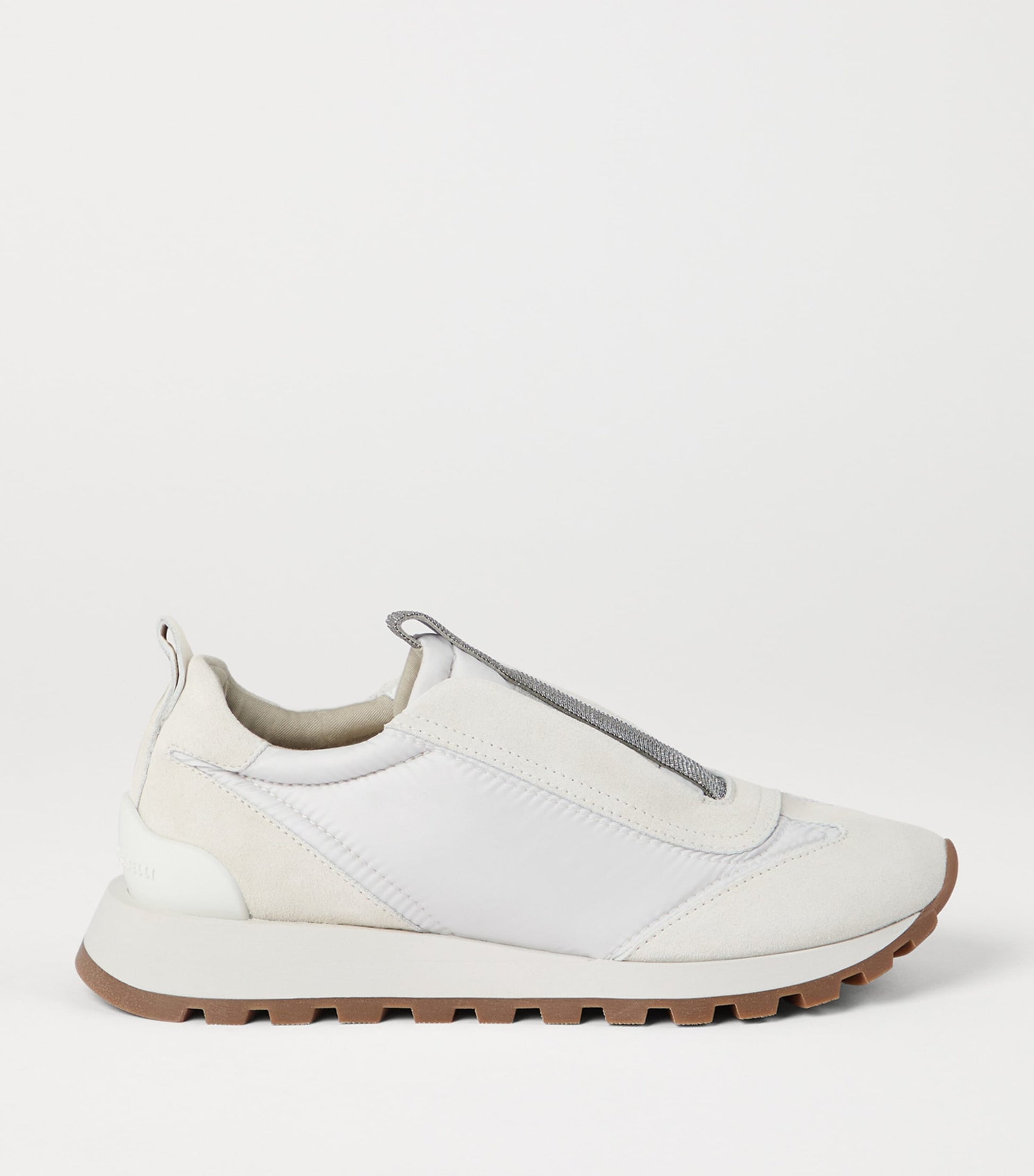 Brunello Cucinelli White Suede Technical Sneakers
