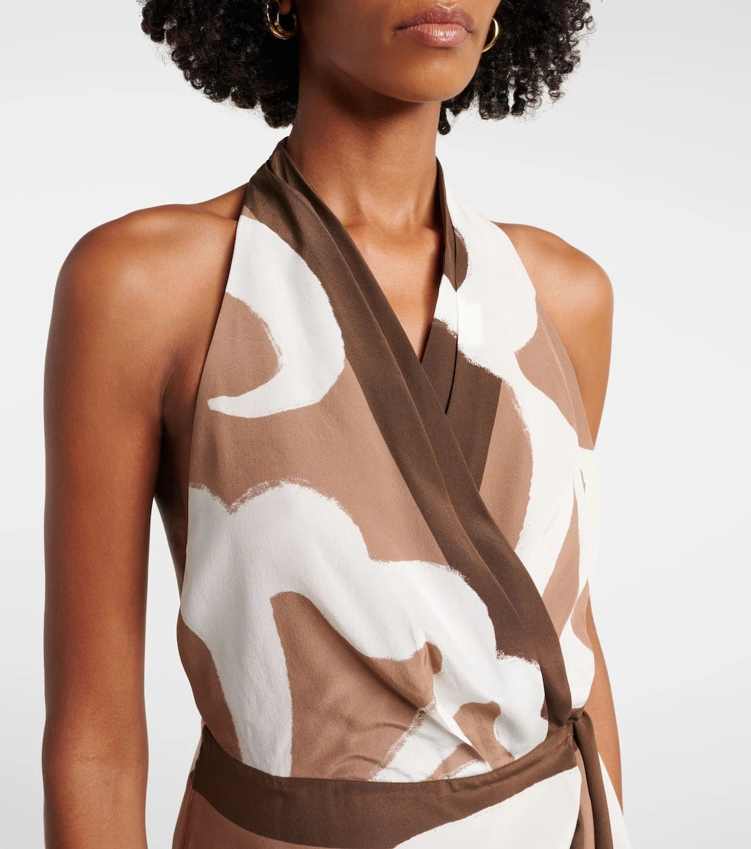SIR - Portia printed silk satin wrap dress