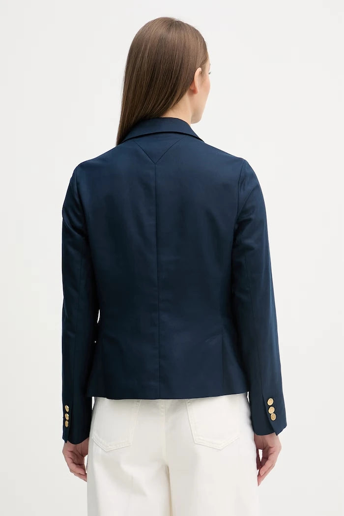 Tommy Hilfiger tek düğmeli kadın blazer ceket, keten karışımlı