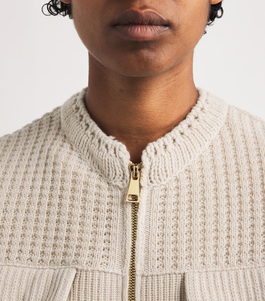 Ivory Wool-Down Panelled Cardigan