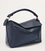 LOEWE Navy Small Leather Puzzle Edge Top-Handle Bag