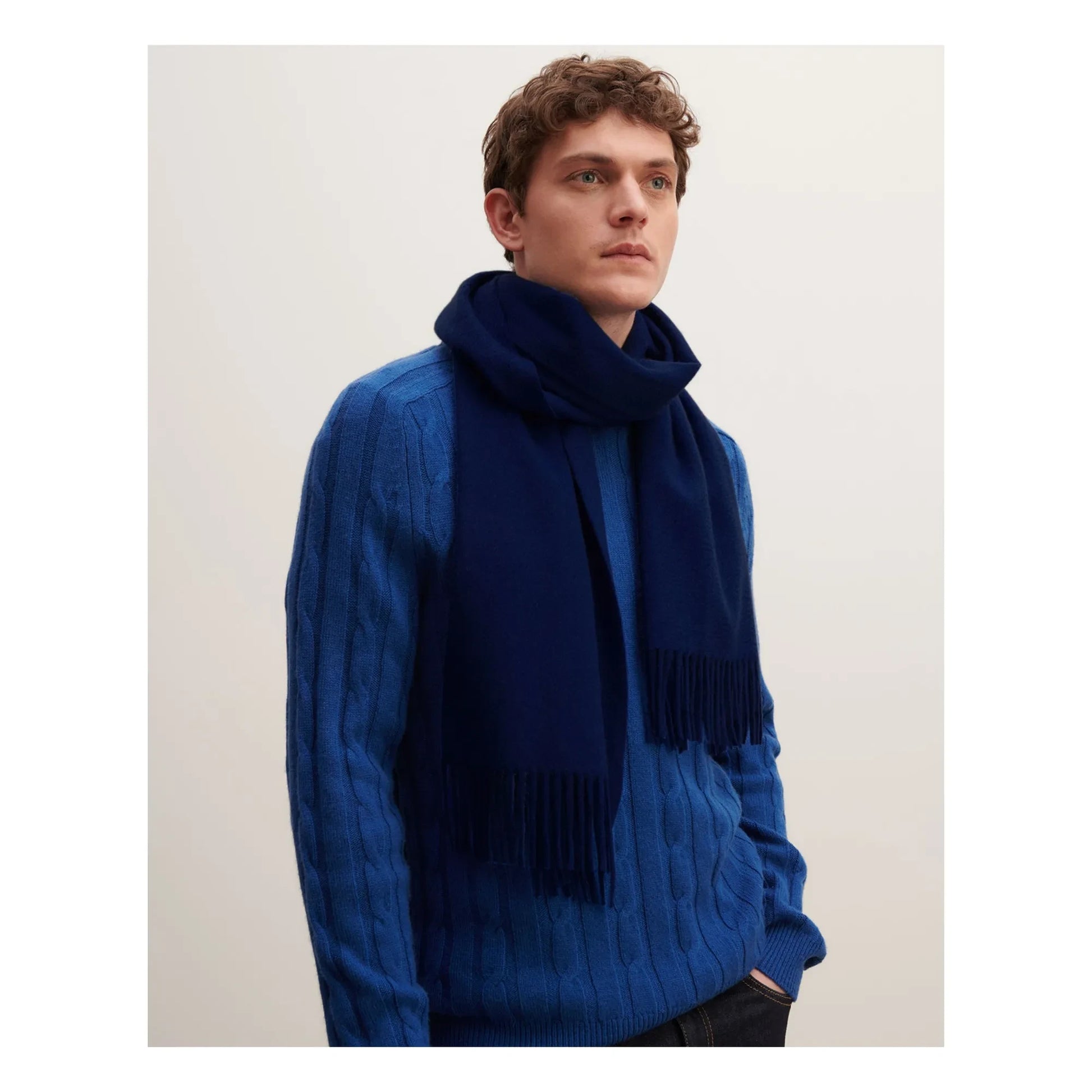 Bompard - Classic EB Cashmere Scarf | Navy blue