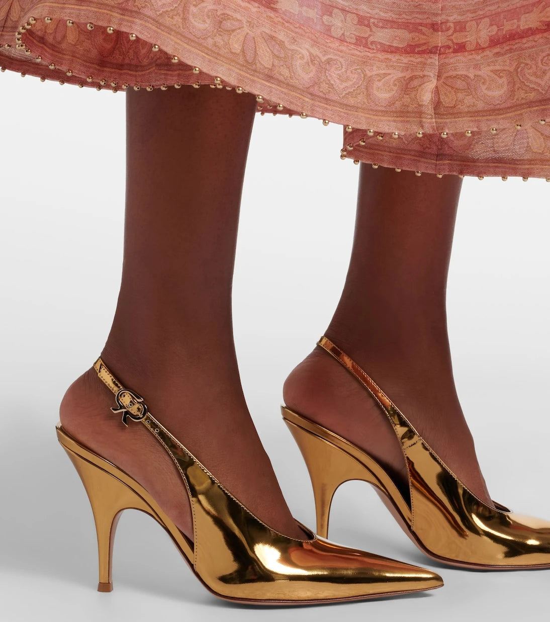 Gianvito Rossi - Sofia metallic leather slingback pumps