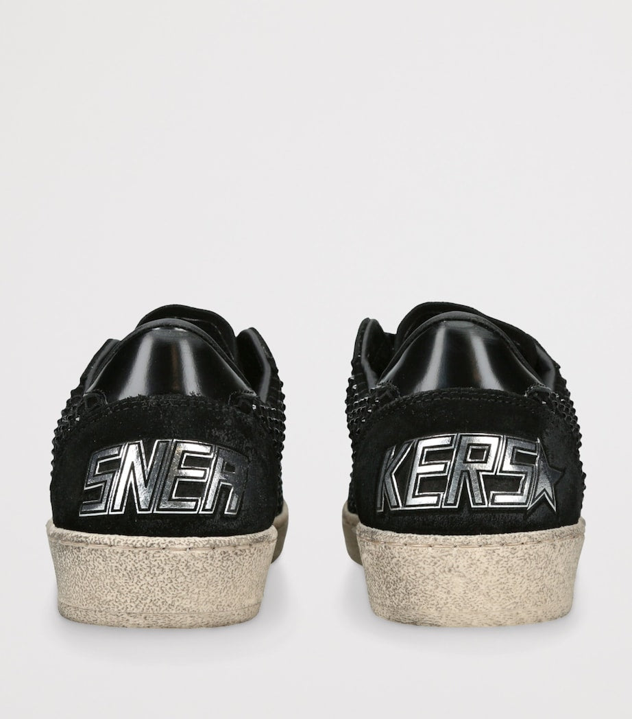 Golden Goose Black Suede and Swarovski Crystal Ball Star Sneakers