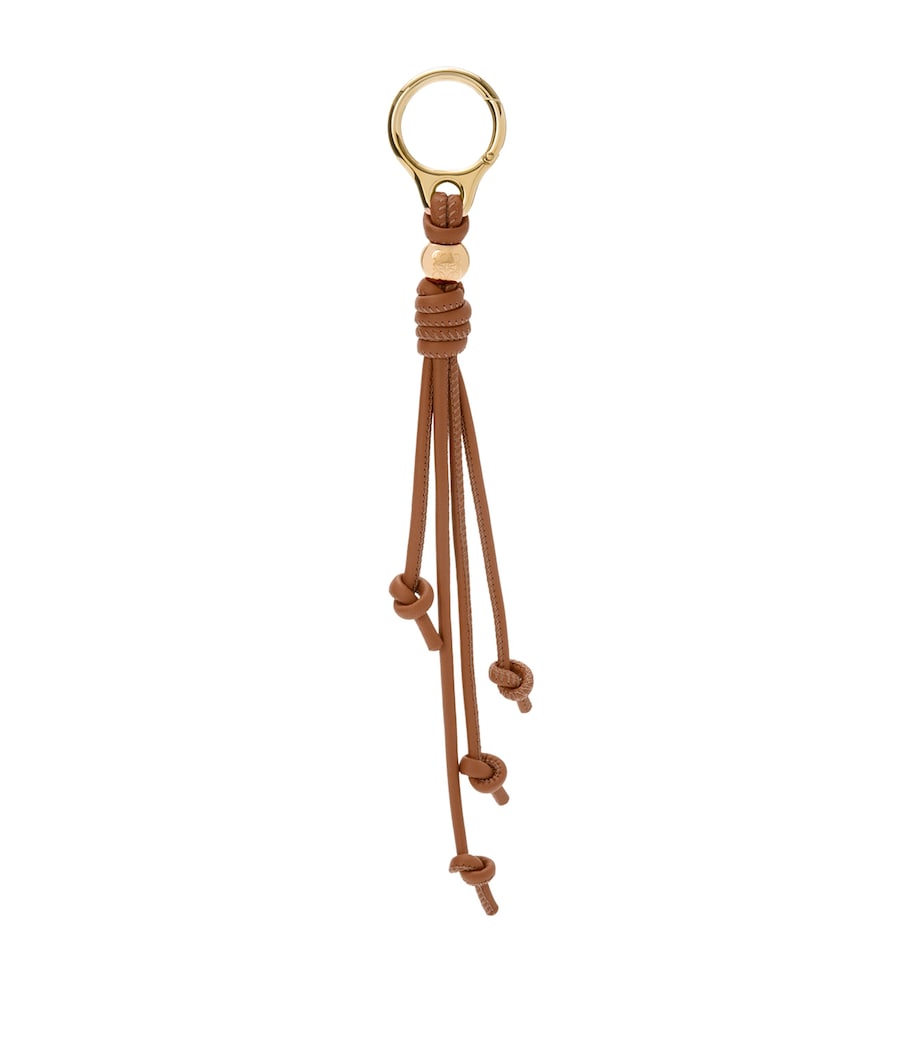 LOEWE Beige Leather Fringe Pebble Keyring