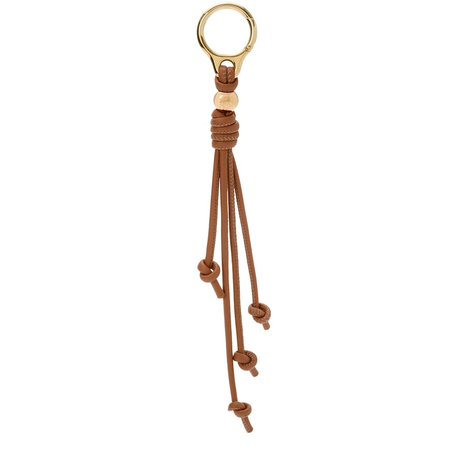 LOEWE Beige Leather Fringe Pebble Keyring