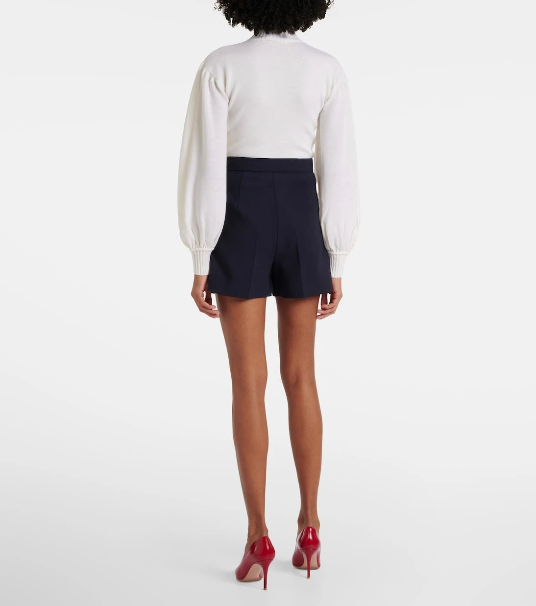Max Mara - Zic high-rise wool-blend canvas shorts