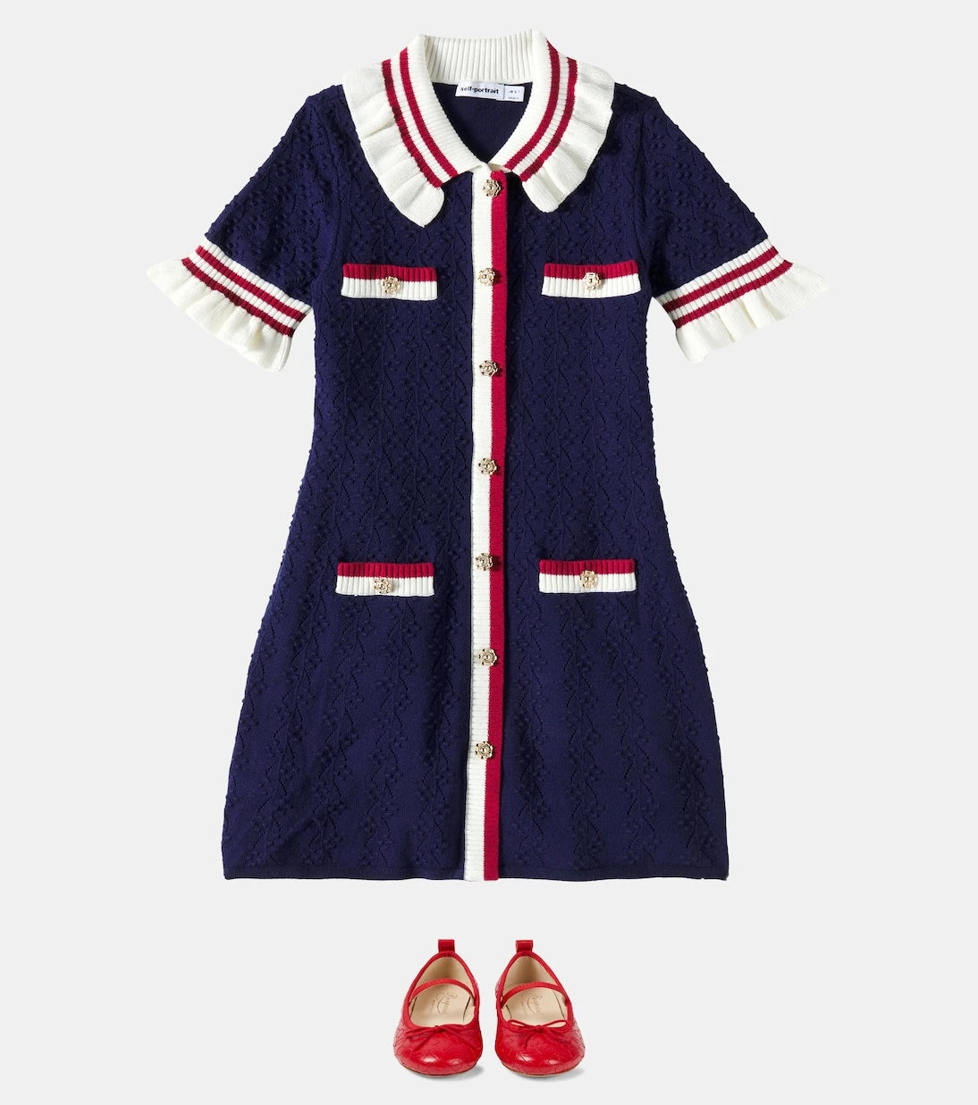 Self-Portrait Kids - Ruffled pointelle dress
