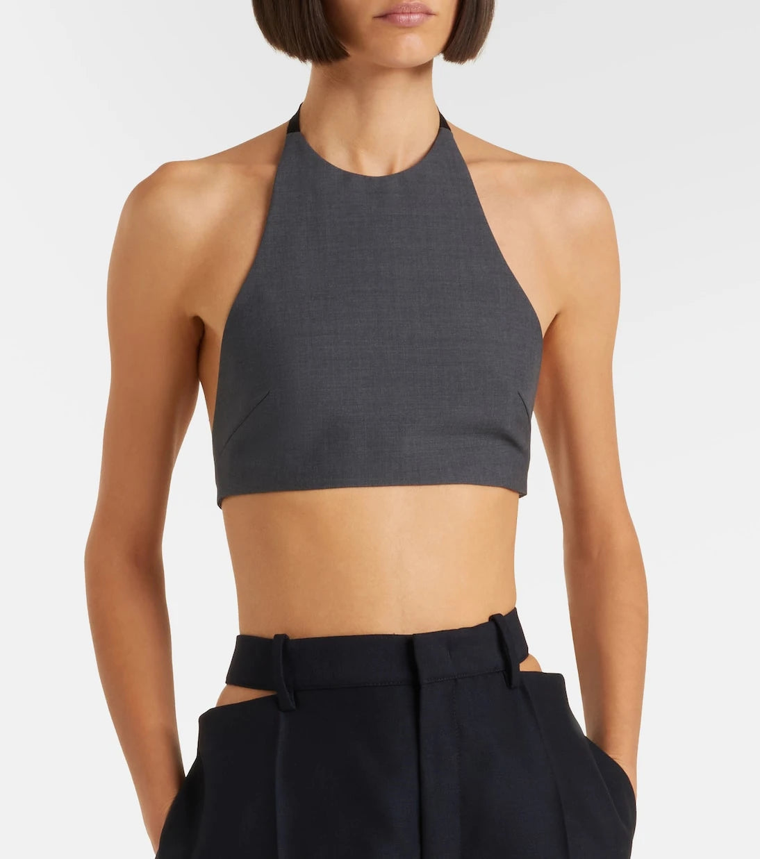 Jil Sander - Halterneck virgin wool crop top