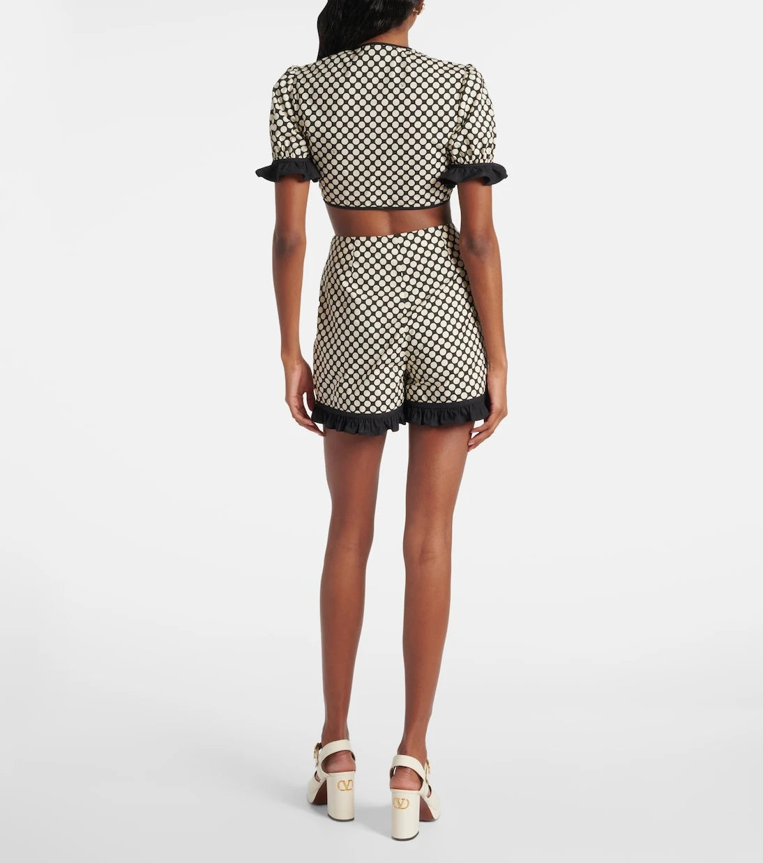Valentino - Plus De Pois cotton poplin crop top