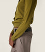 Green Cashmere Detachable-Collar Cardigan
