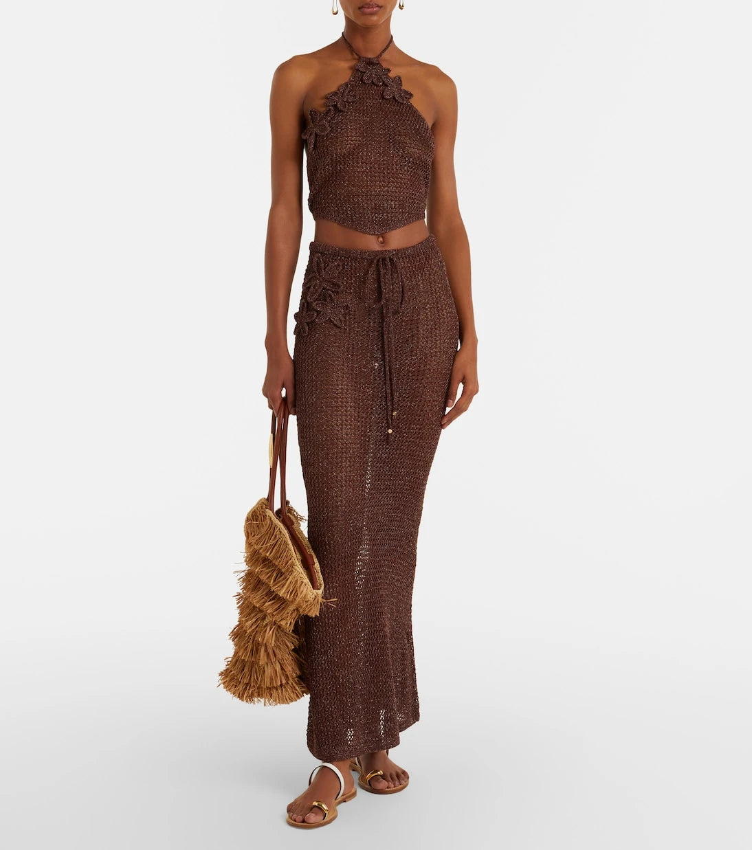 Bananhot - Cori open-knit lamé maxi skirt
