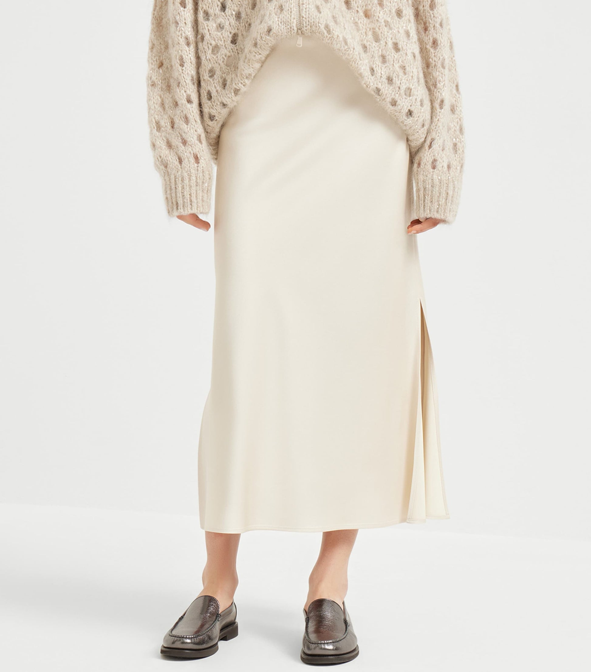 Brunello Cucinelli Yellow Satin Pencil Skirt