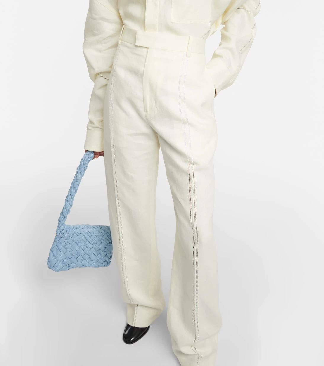 Bottega Veneta - بنطال كتان مستقيم