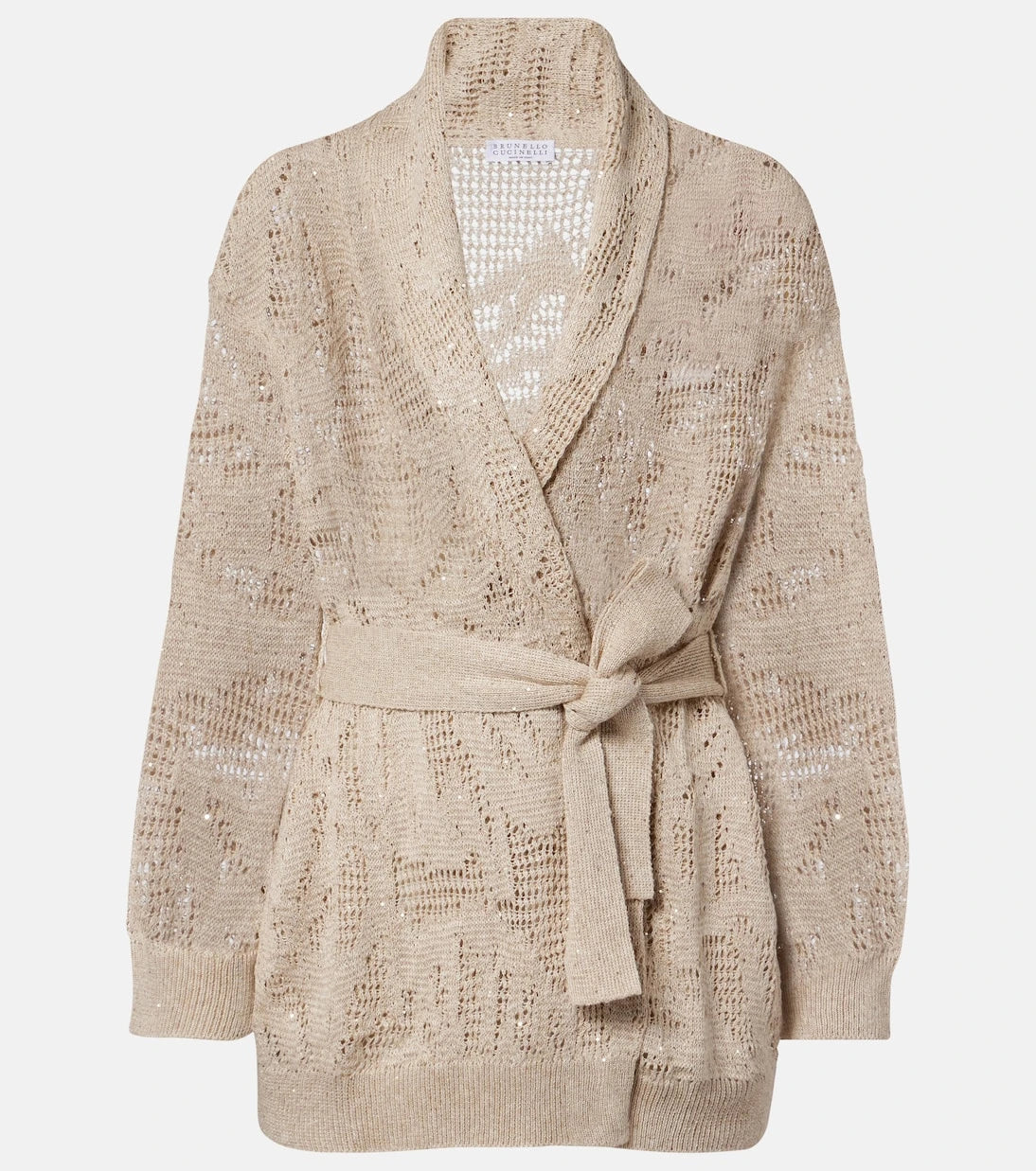 Brunello Cucinelli - Open-knit linen and cotton wrap cardigan