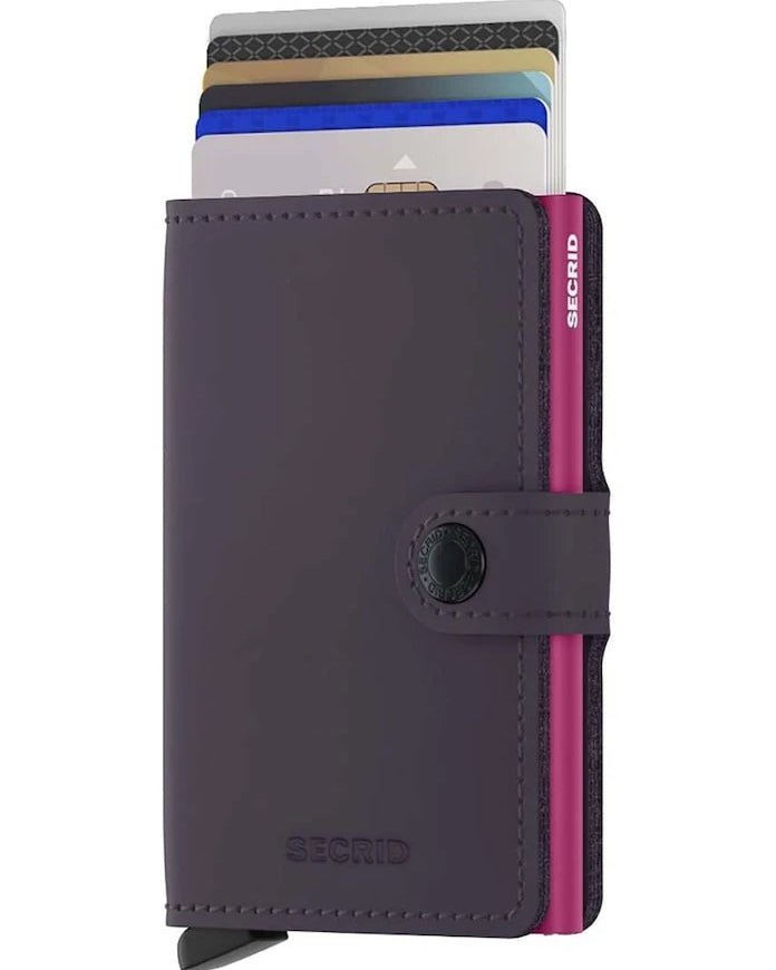 Secrid Miniwallet Matte Dark Purple-Fuchsia Deri Cüzdan