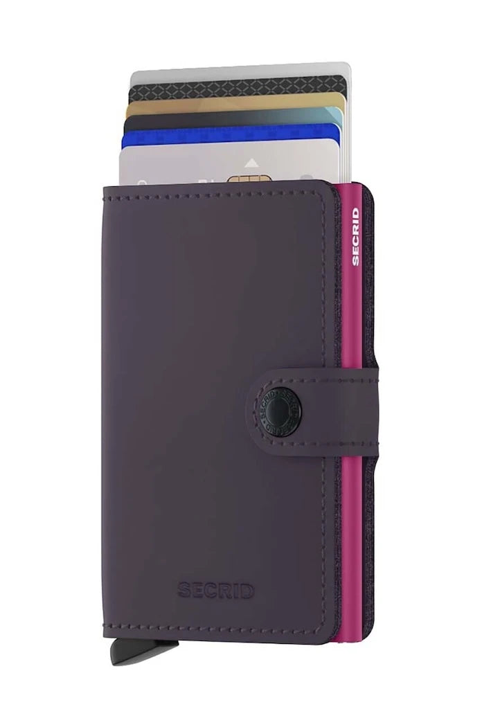 Secrid Miniwallet Matte Dark Purple-Fuchsia Deri Cüzdan