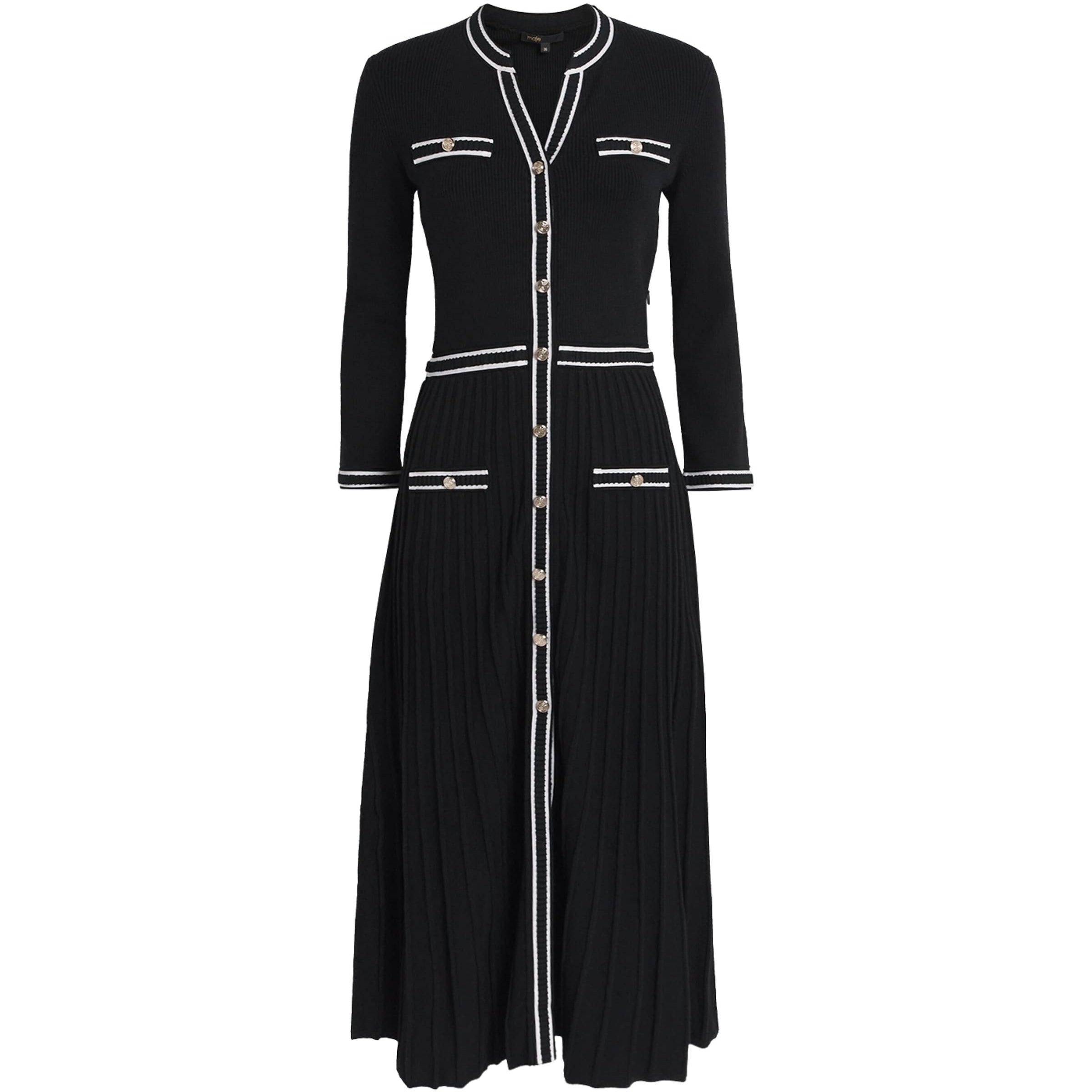 Maje Black Knitted Midi Dress