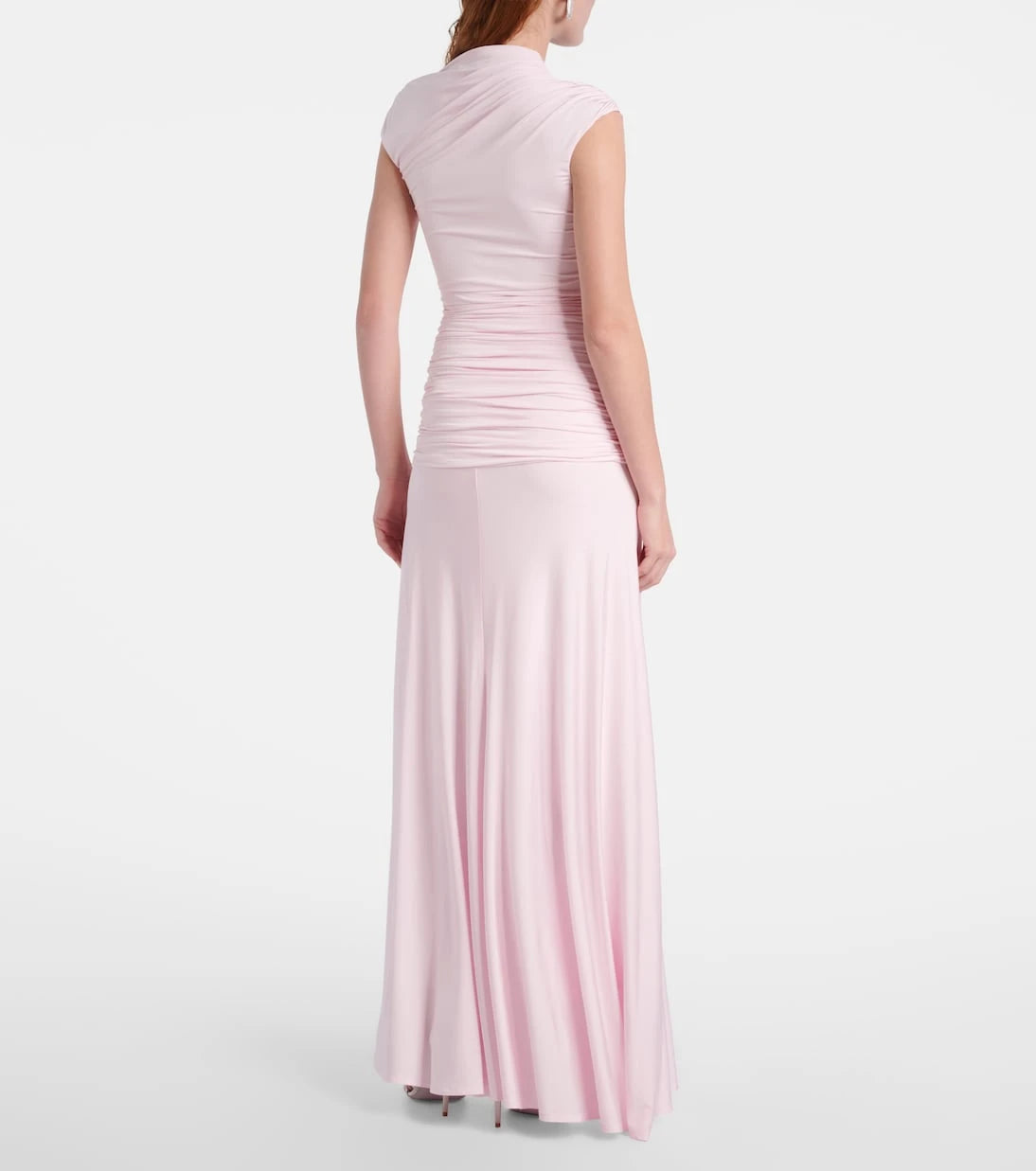 Self-Portrait - Ruched asymmetric jersey maxi dress