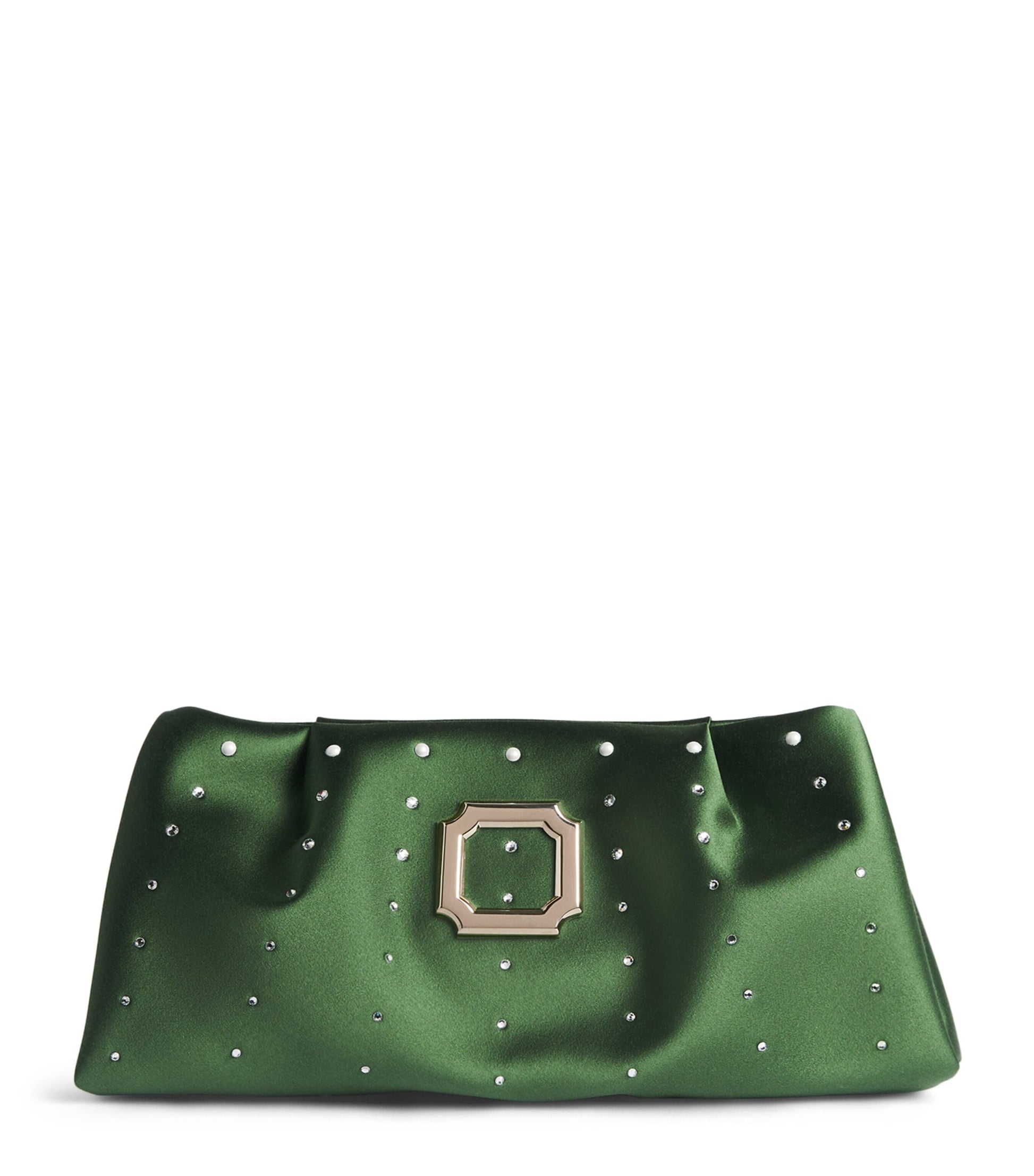 Malone Souliers Green Satin Embellished Vittoria Clutch Bag