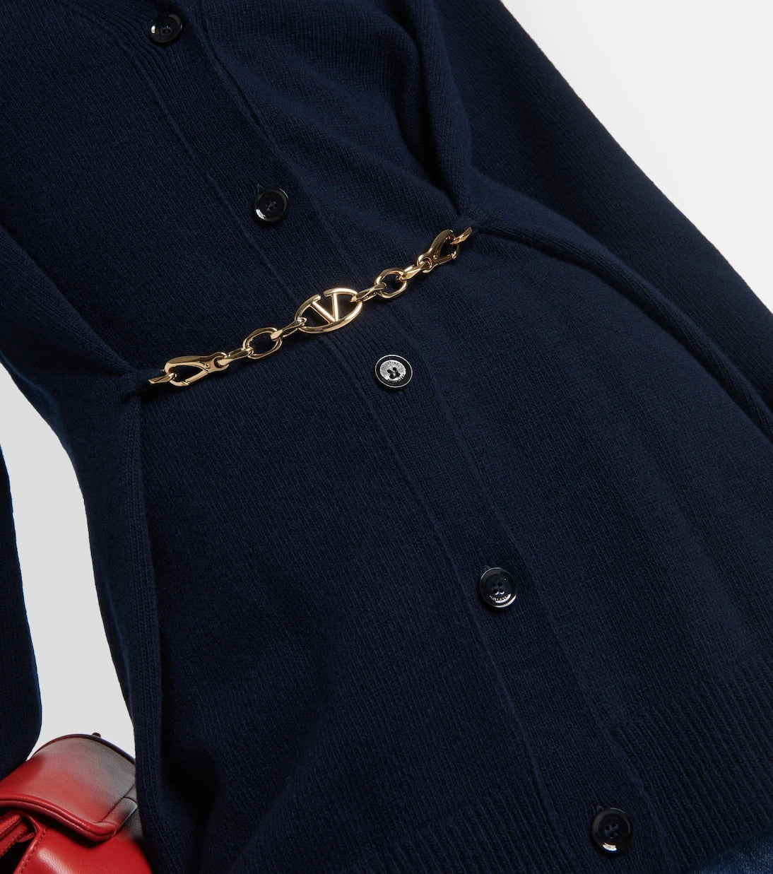 Valentino - Chain-detail virgin wool cardigan