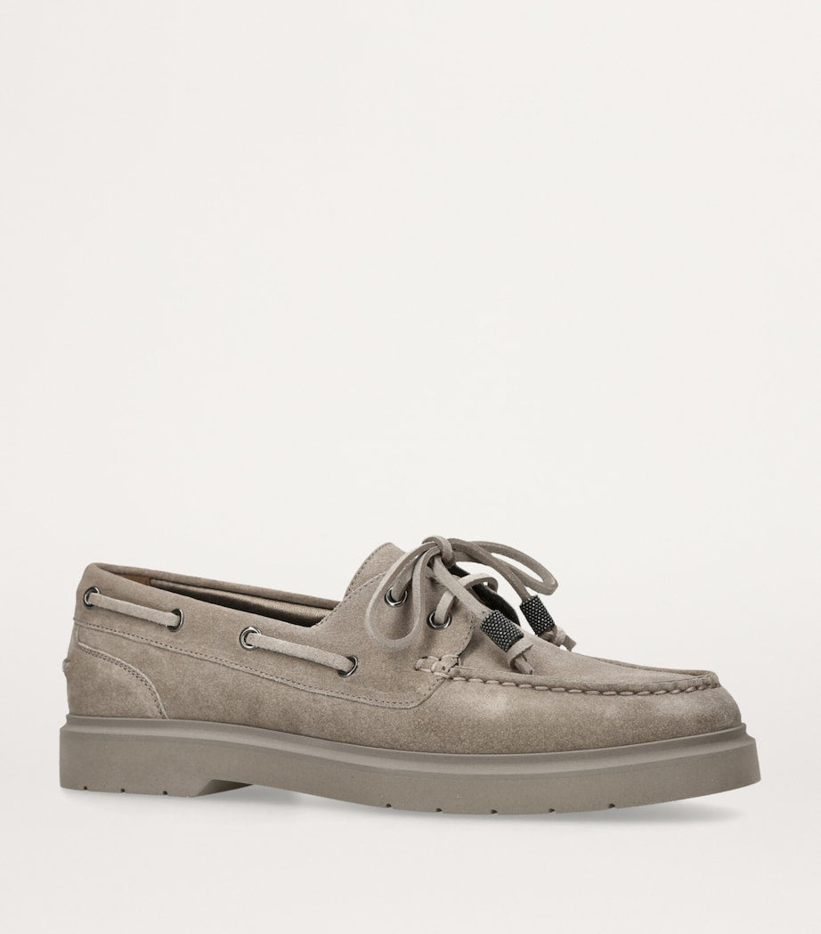 Brunello Cucinelli Brown Suede Boat Shoes
