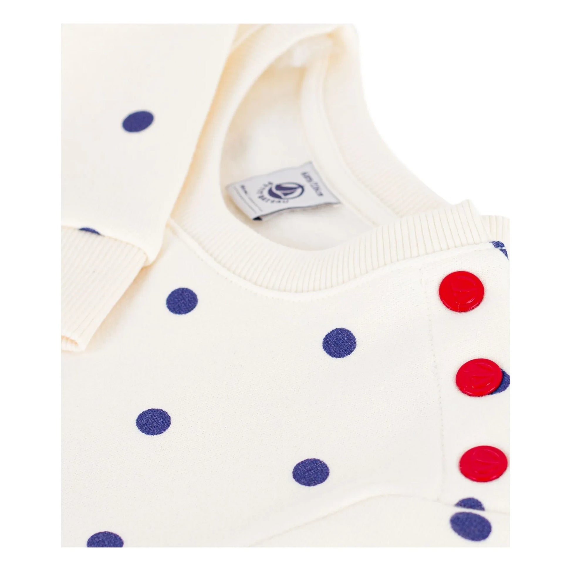 Petit Bateau - Organic Cotton Molleton Dots Dress | Ecru