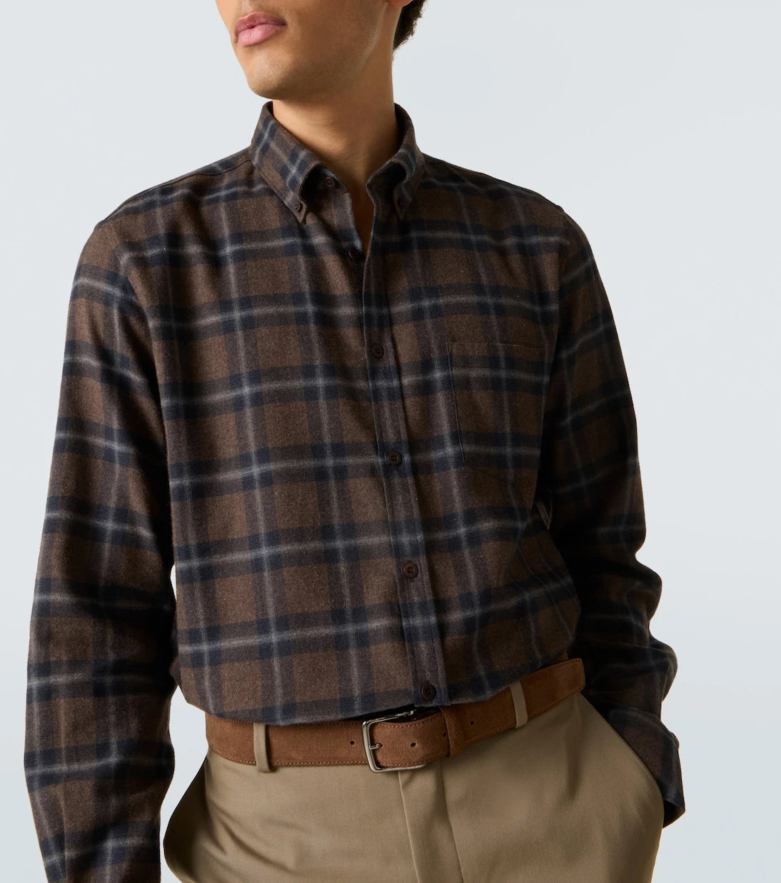 Sunspel - Checked cotton flannel shirt