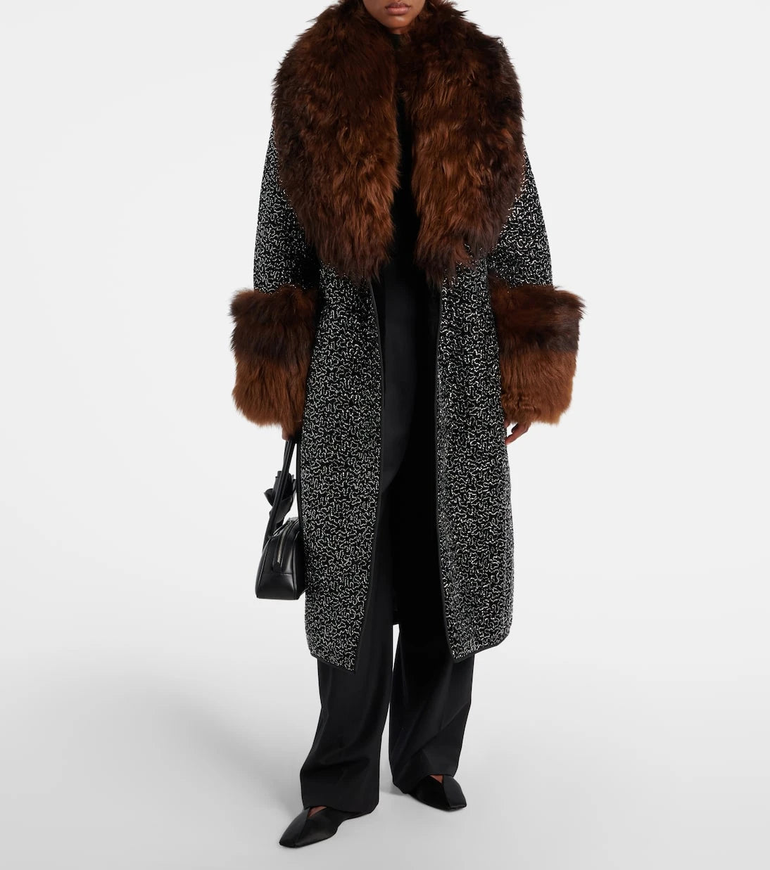 Jacques Wei - Embellished shearling-trimmed coat