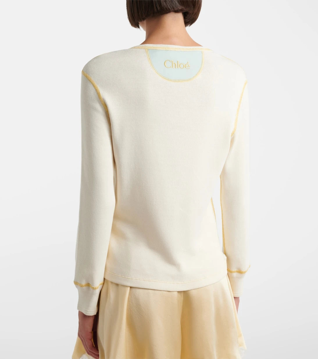 Chloé - Ribbed-knit cotton jersey Henley shirt