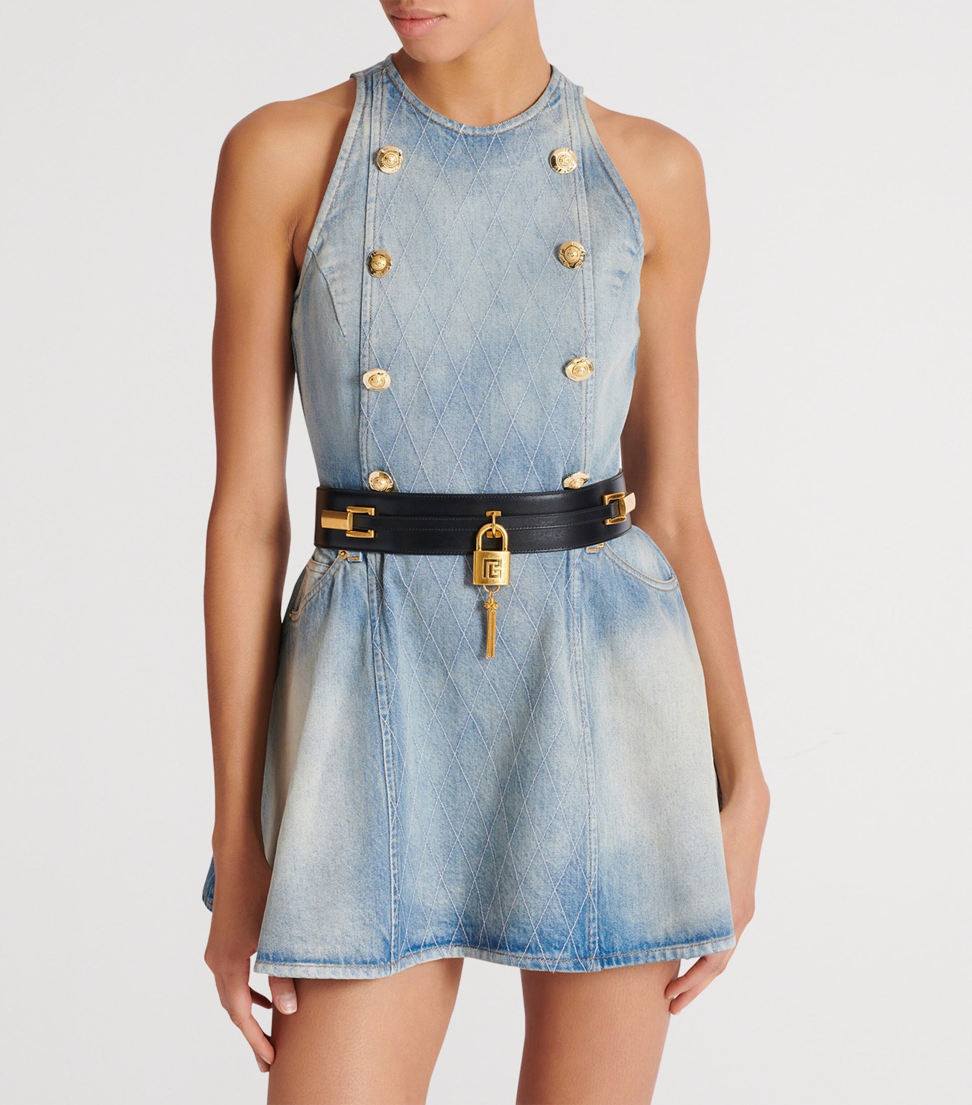 Balmain Black Leather Sync Belt