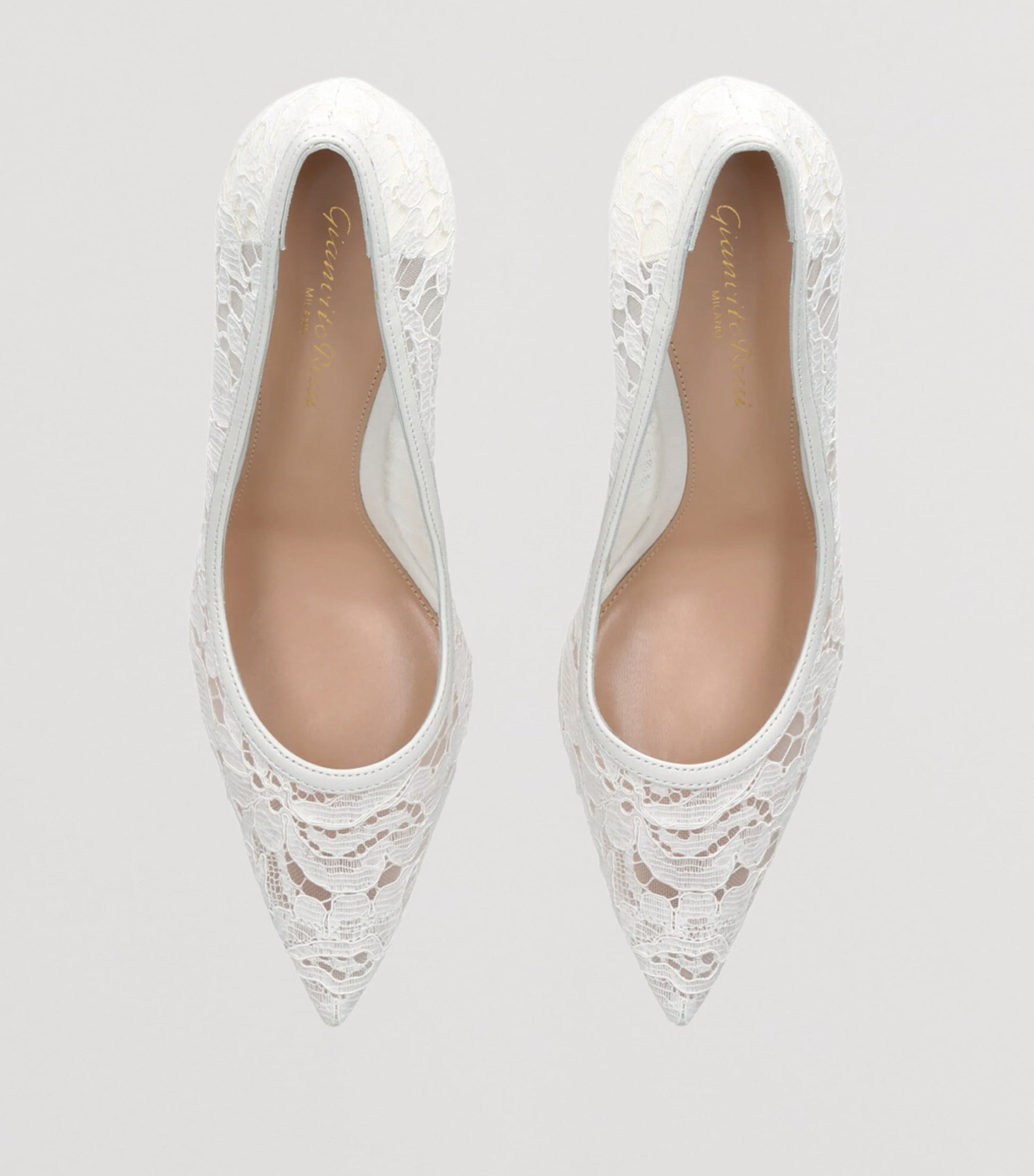 Gianvito Rossi White Lace Claudia Pumps 85