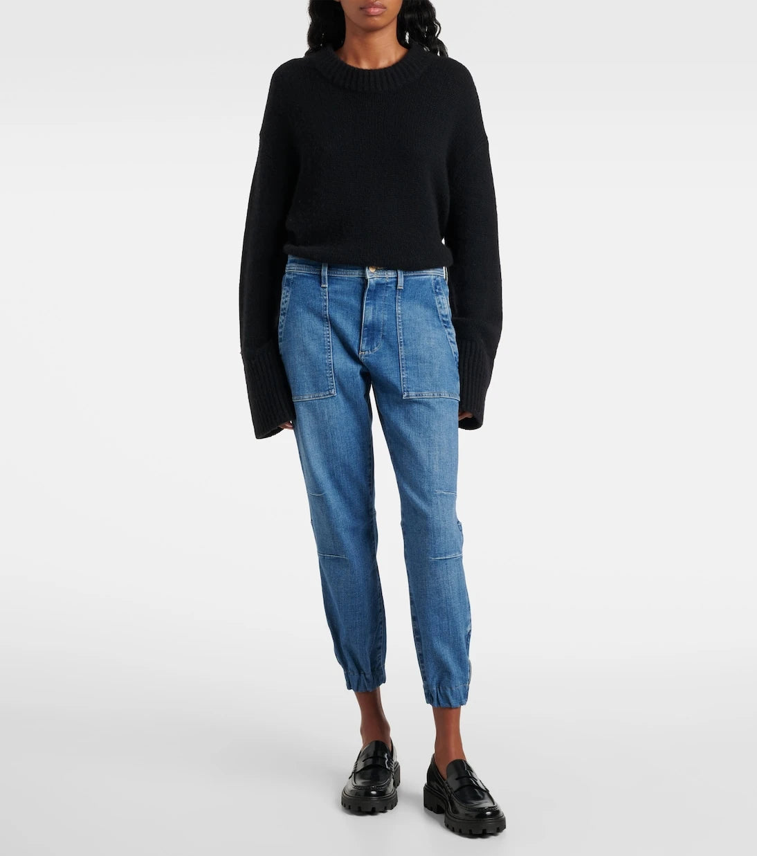 7 For All Mankind - جينز بقصة مستقيمة وخصر مرتفع