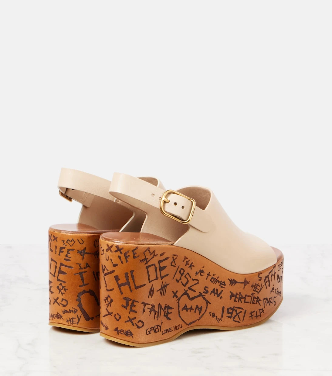 Chloé - Maxime debossed leather wedges