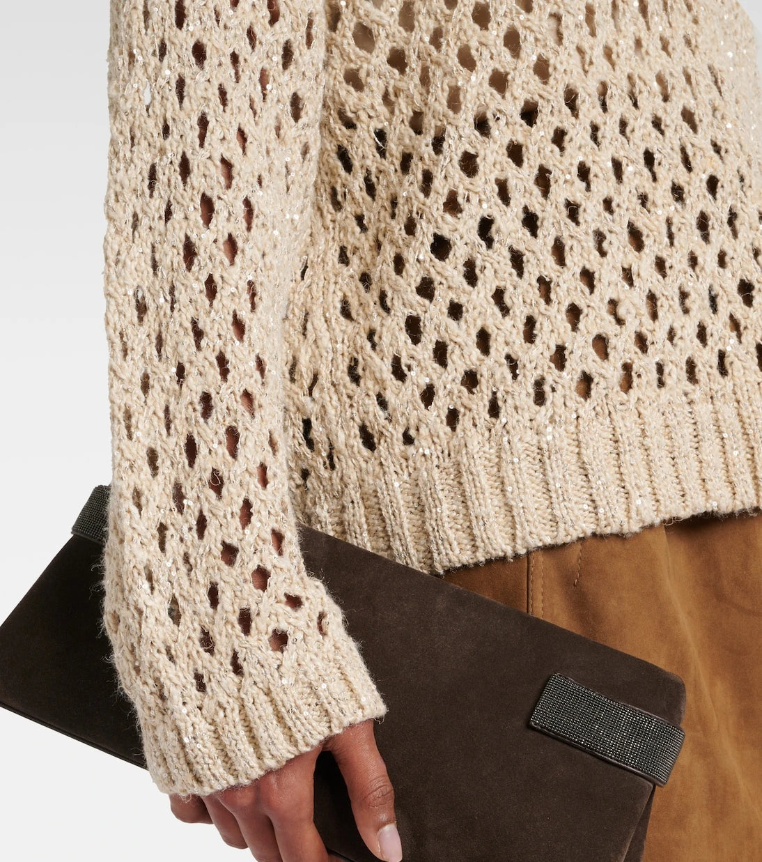 Brunello Cucinelli - Sequined silk and linen-blend sweater