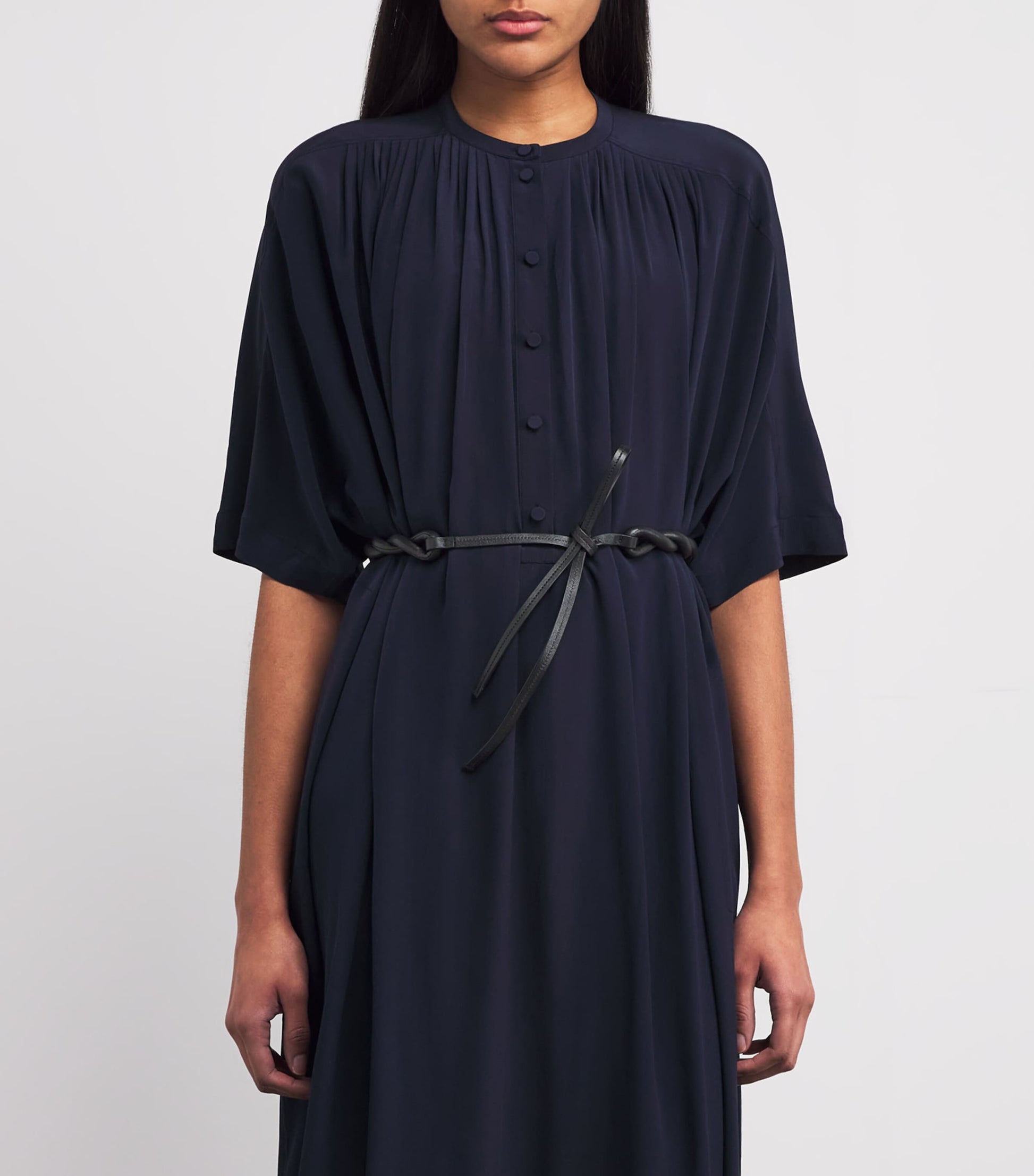 Yves Salomon Black Leather Braided Belt