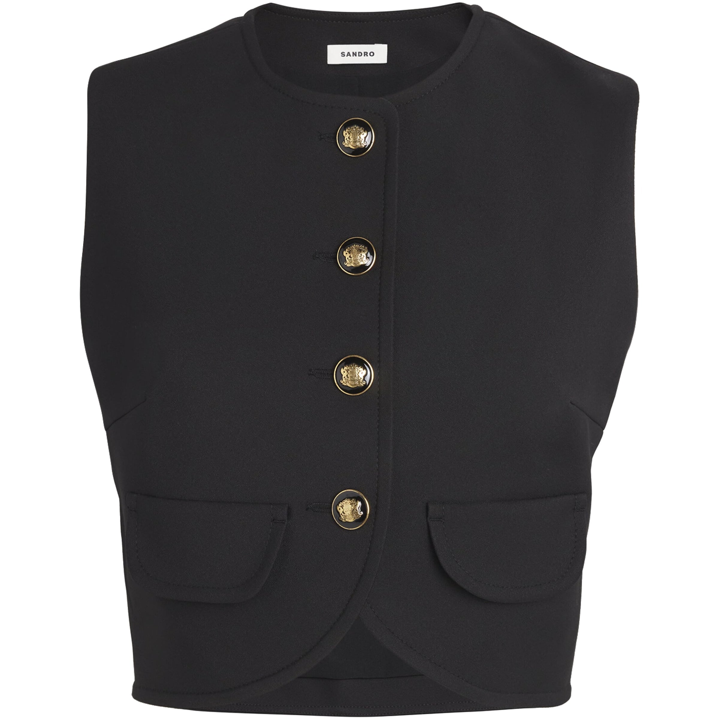 Sandro Paris Black Button-Up Crop Top