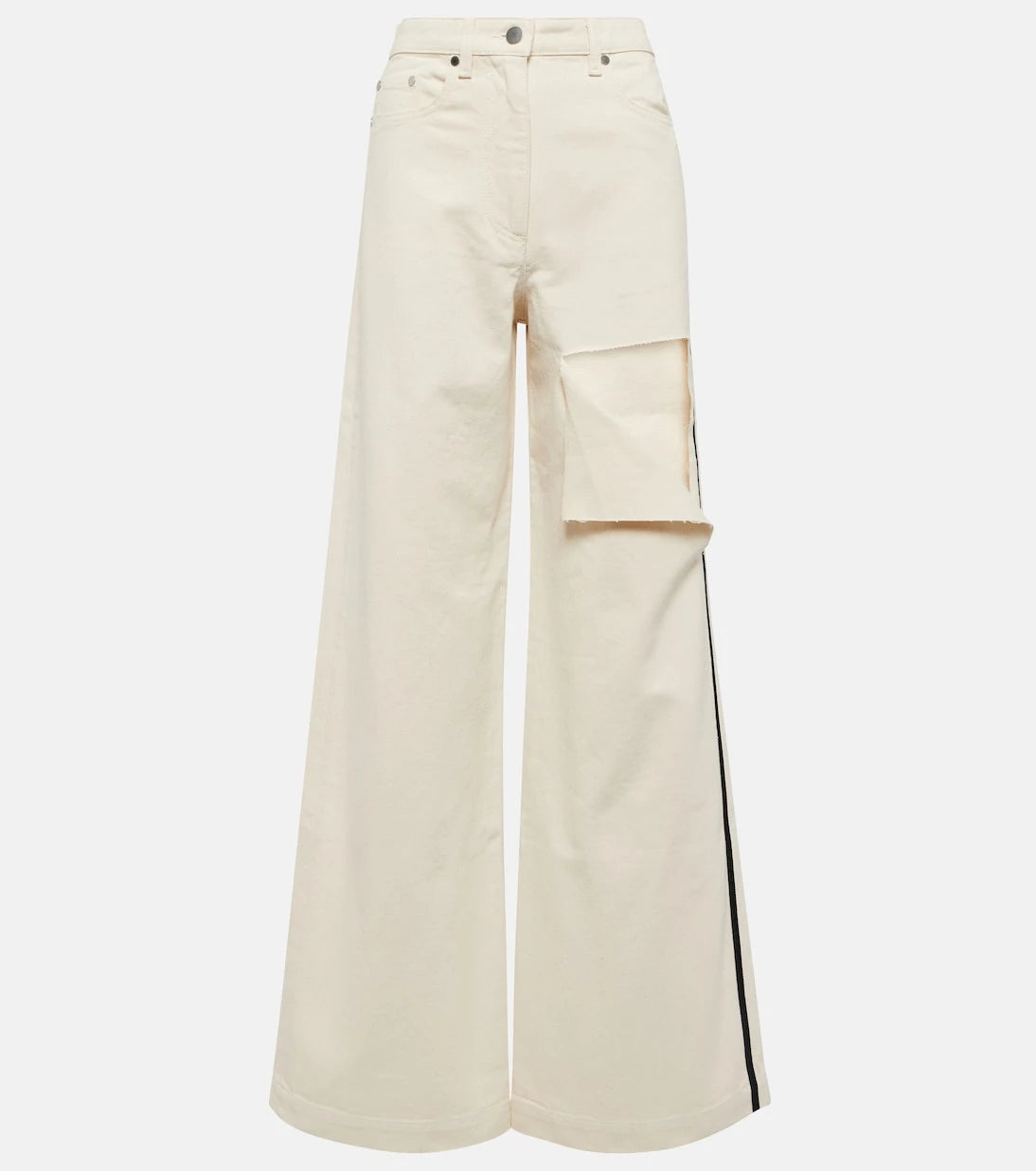 Peter Do - Distressed high-rise wide-leg jeans