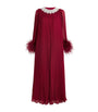 Self-Portrait Burgundy Ostrich Feather-Trim Maxi Dress