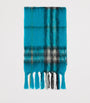 Blue Mohair-Wool Check Scarf